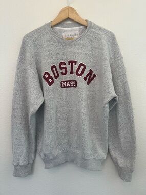 Bay State Apparel Boston Massachusetts Grey Crewneck Pullover Sweatshirt Size L